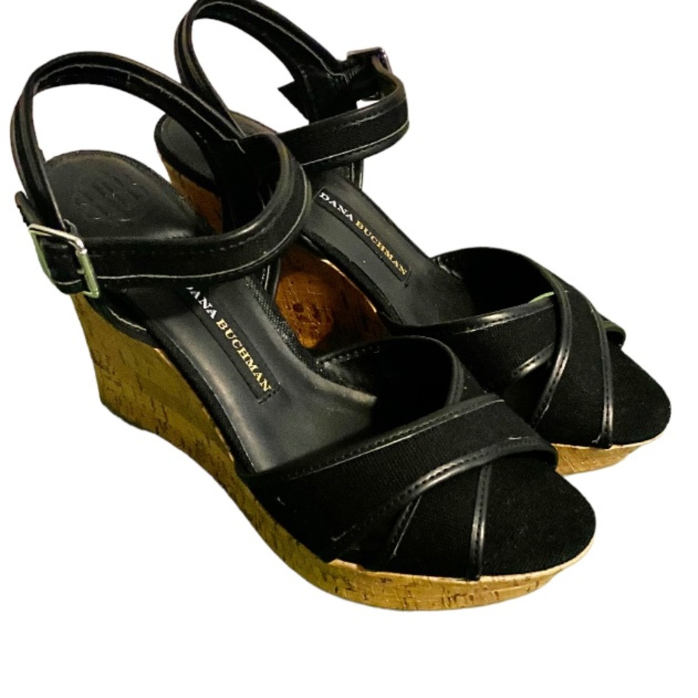 2/$20🔅NWOT Dana Buchman Black Peep Toe Slingback Wedges
